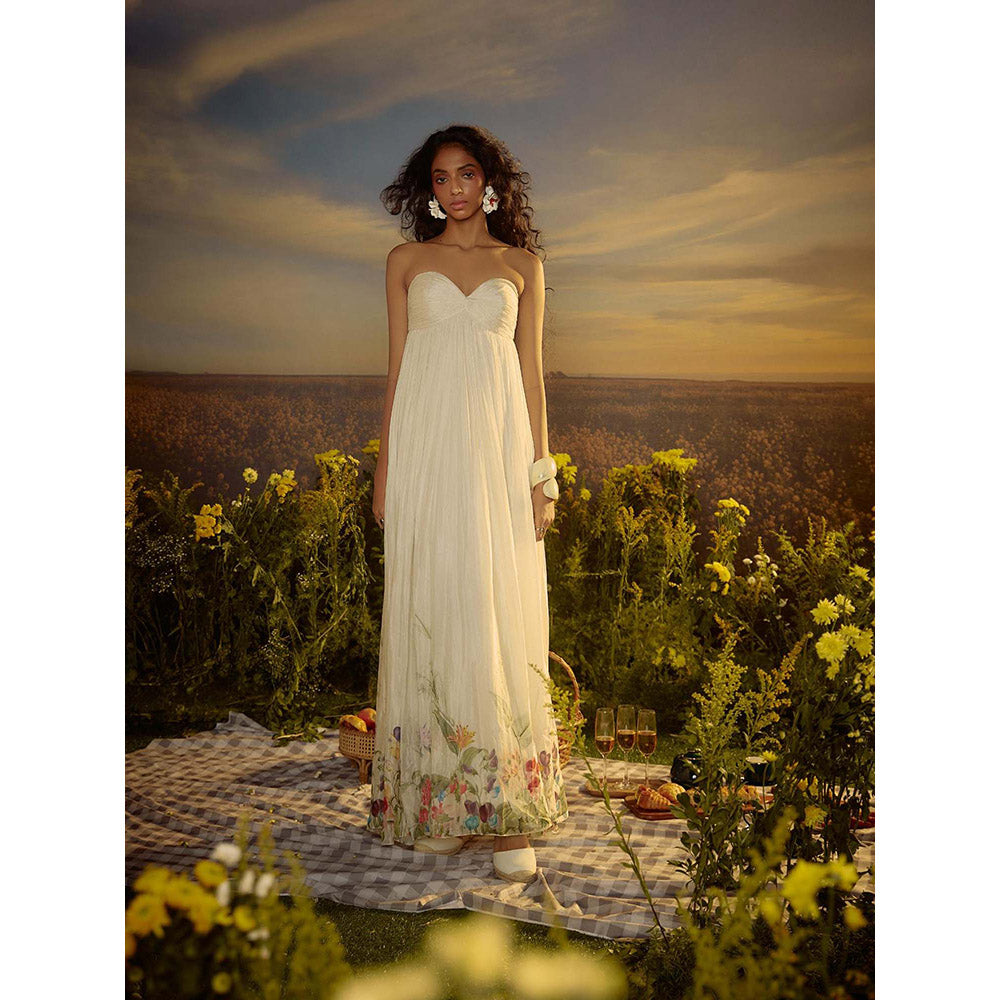 Nirmooha Cream Breezy Bloom Maxi Dress
