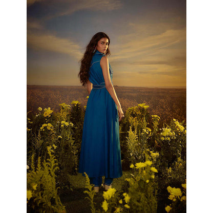 Nirmooha Blue Metro Classic Co-Ord (Set of 3)