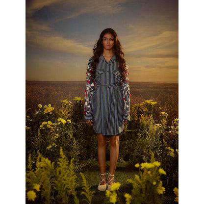 Nirmooha Blue Blossom Belle Mini Dress