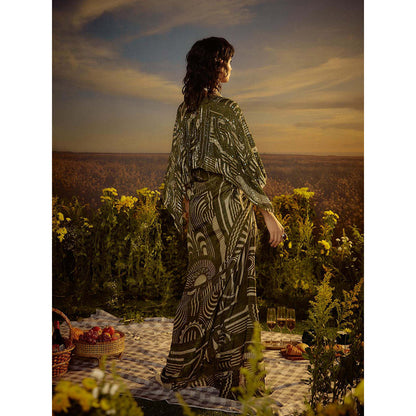 Nirmooha Green Embroidered Elegance Maxi Dress