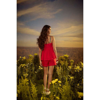 Nirmooha Pink Chic Chevron Shorts with Top (Set of 2)