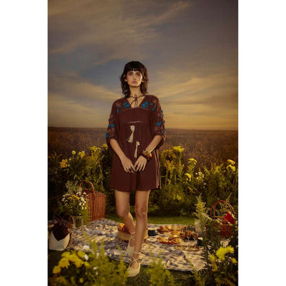 Nirmooha Brown Vintage Vibe Dress