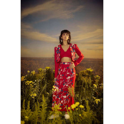 Nirmooha Pink Crimson Dream Cropped Jacket