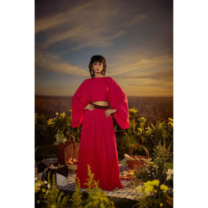 Nirmooha Pink Bold Balance Skirt with Top (Set of 2)