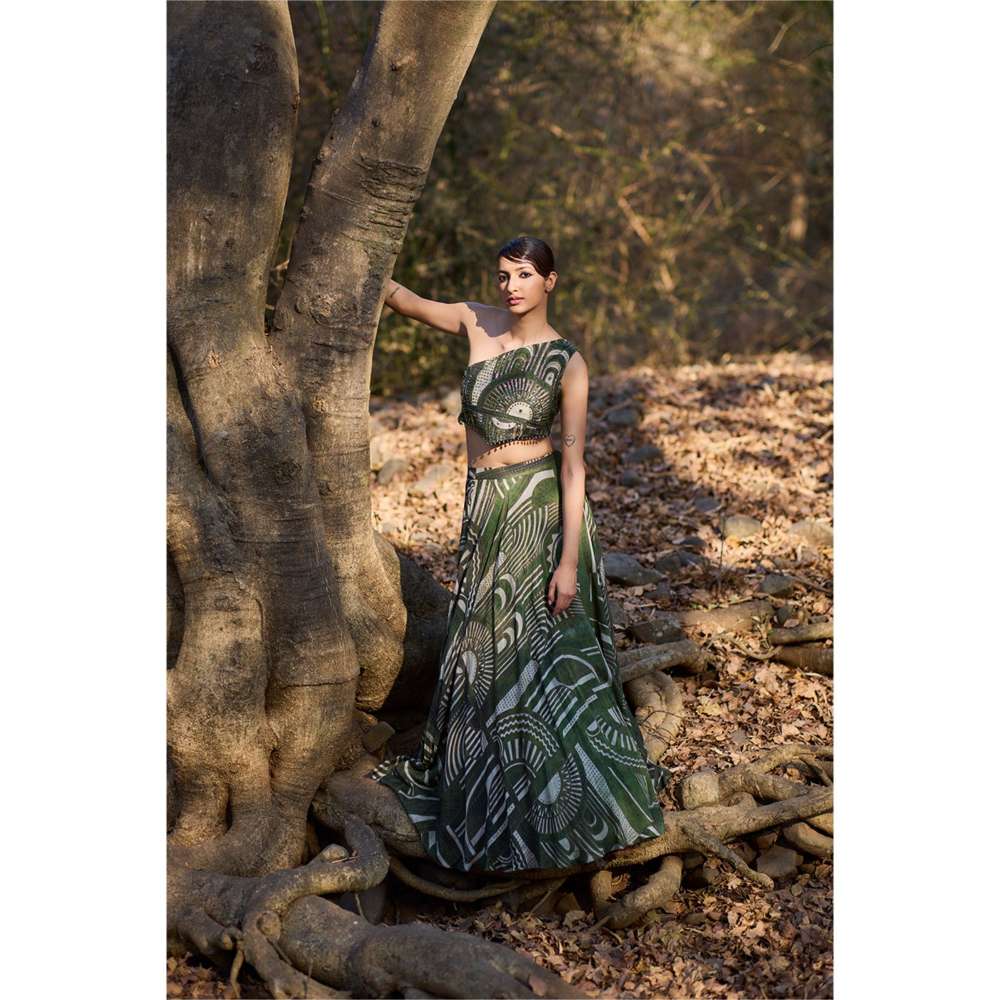 Nirmooha Tribal Royal Embellished Blouse and Lehenga (Set of 2)