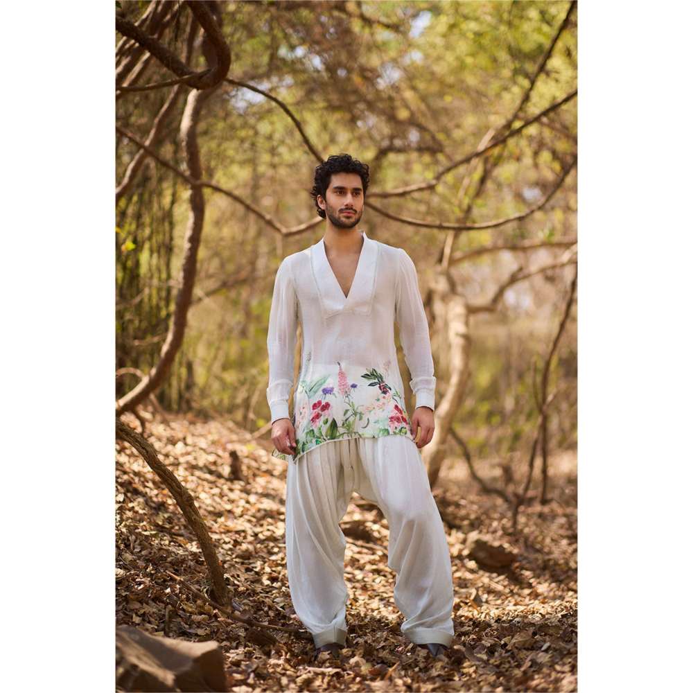 Nirmooha Ivory Haze Short Kurta and Dhoti (Set of 2)