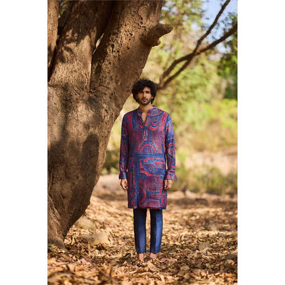 Nirmooha Blue Maze Kurta and Pant (Set of 2)
