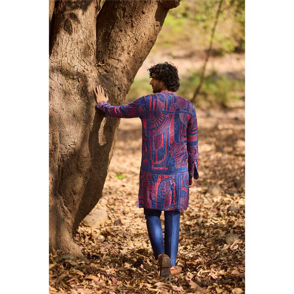 Nirmooha Blue Maze Kurta and Pant (Set of 2)