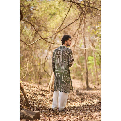 Nirmooha Green Tribal Royale Kurta and Dhoti (Set of 2)