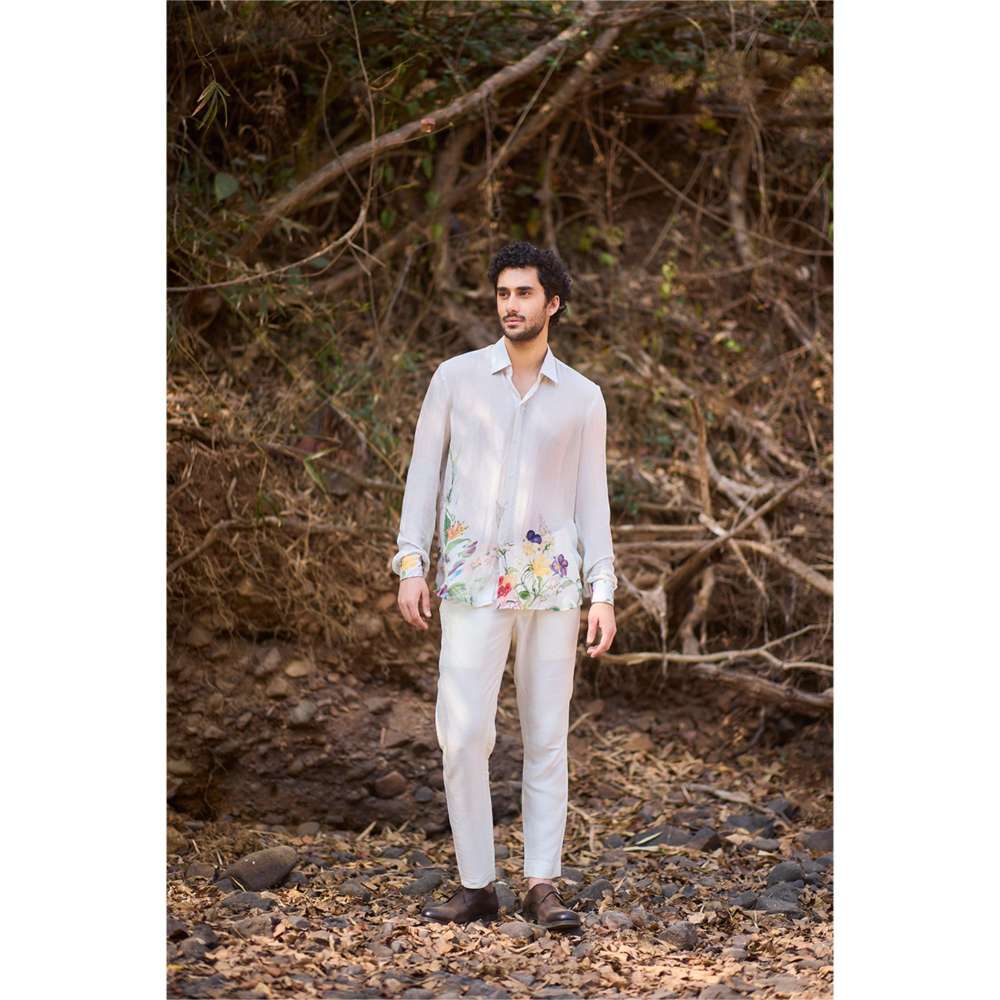 Nirmooha White Power Floral Print Shirt