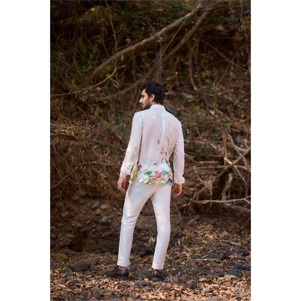 Nirmooha White Power Floral Print Shirt