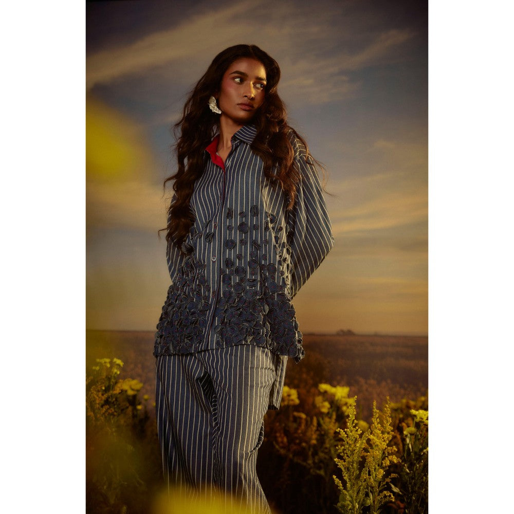 Nirmooha Blue Opulent Odyssey Shirt and Pant with Belt