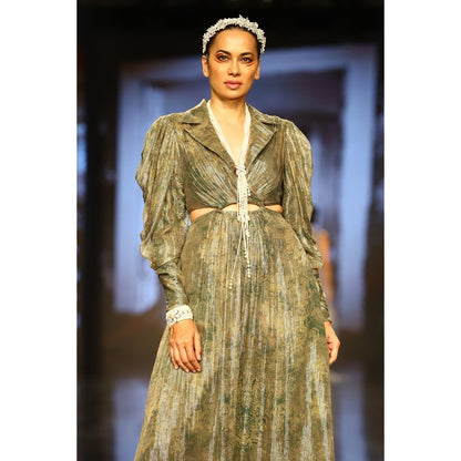 Nirmooha Green Cutout Midi Dress