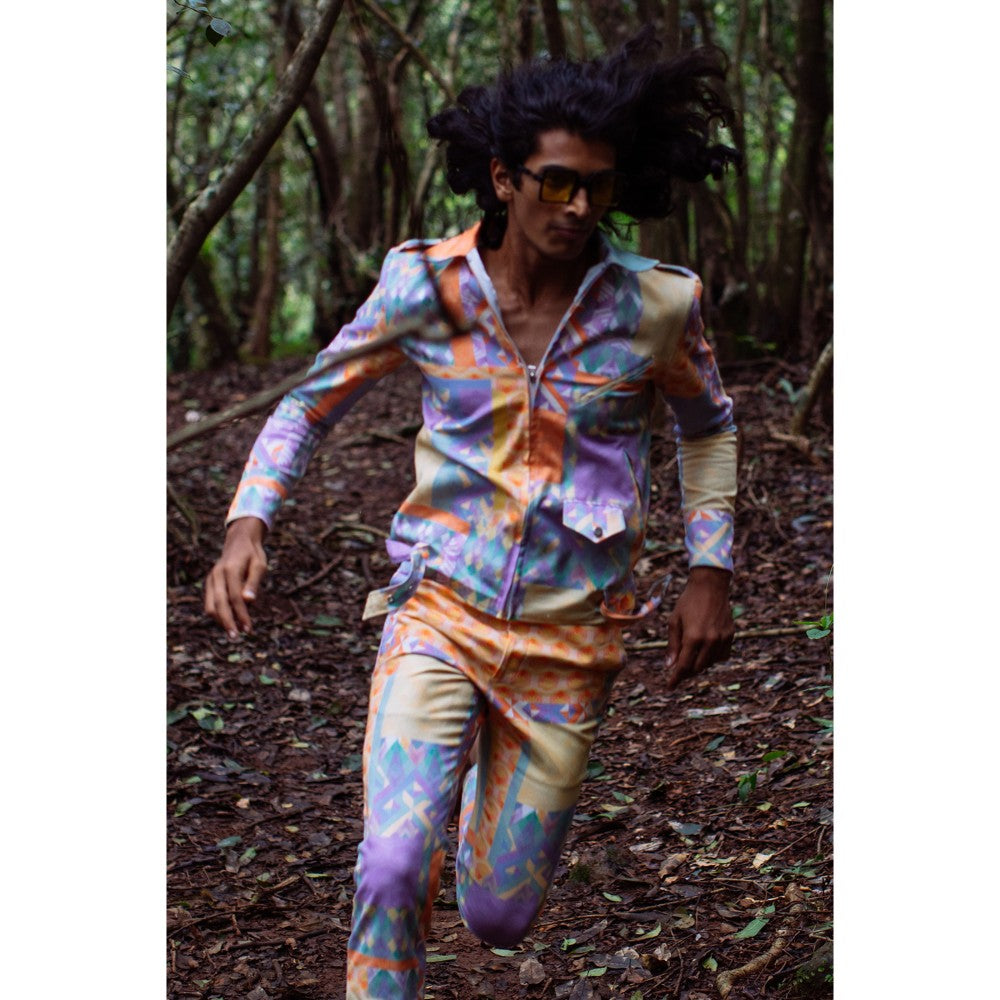 Nirmooha Multicolor Geo Printed Denim Shirt and Pant