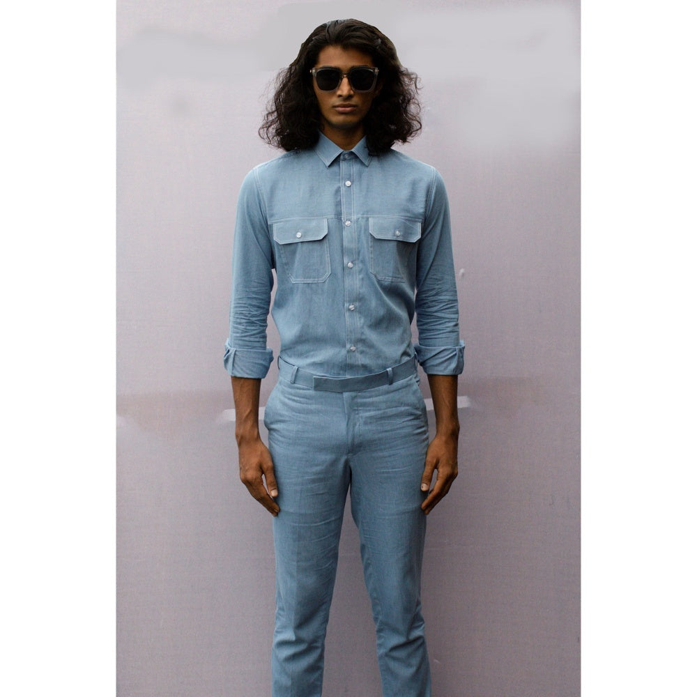 Nirmooha Ice Blue Denim Co-Ord Set