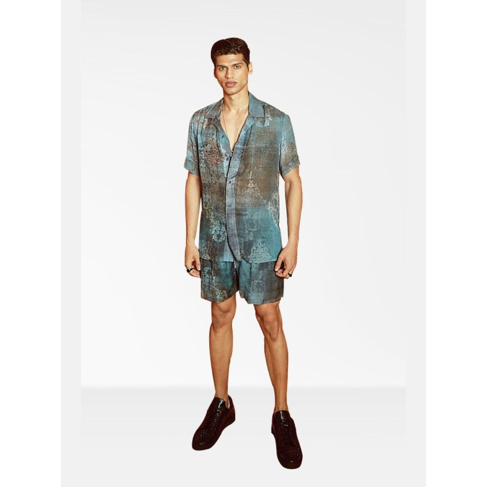 Nirmooha Blue Printed Shirt and Short
