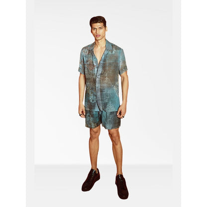 Nirmooha Blue Printed Shirt and Short