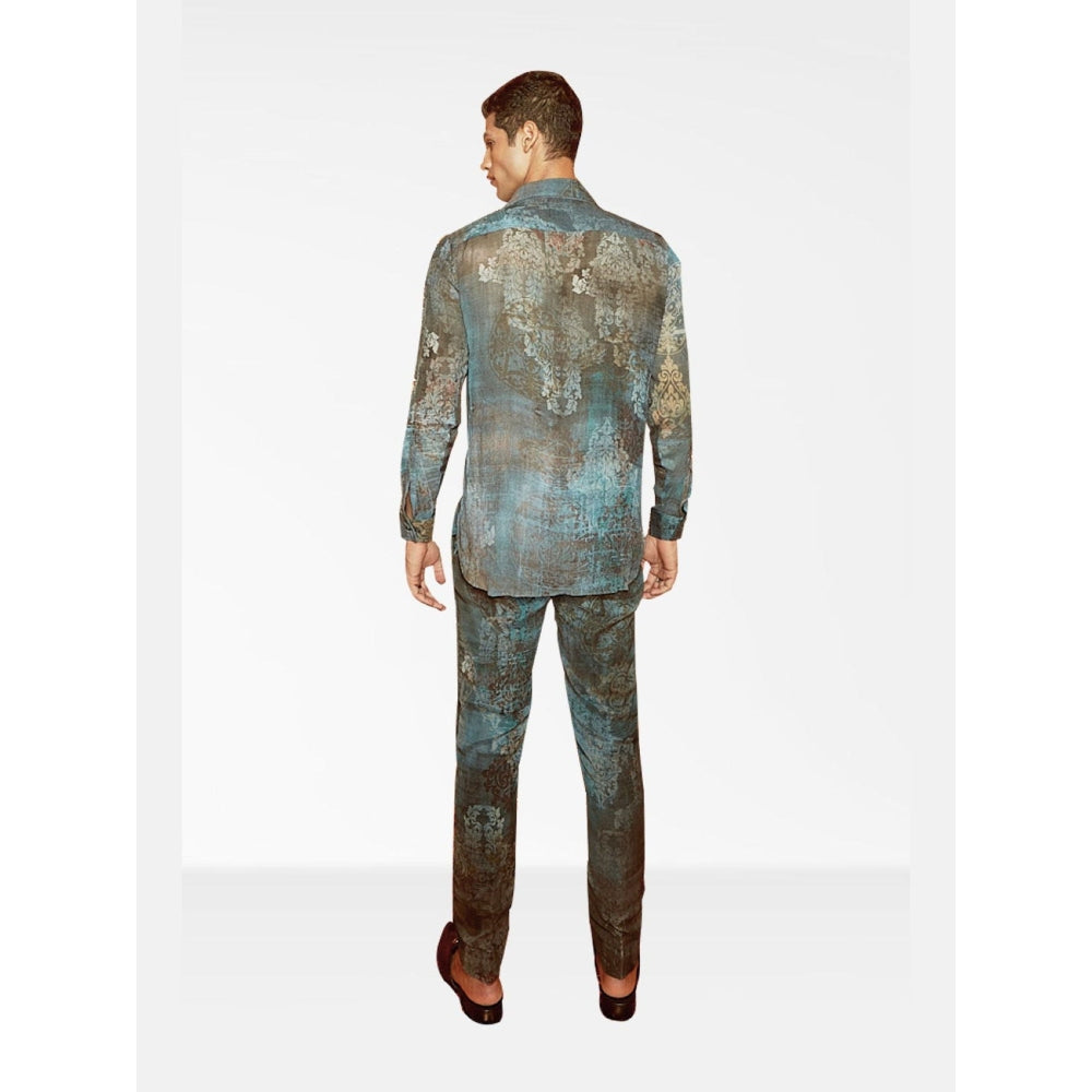 Nirmooha Blue Dark Damask Printed Co-Ord Set