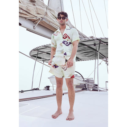 Nirmooha White Patola Printed Short Sleeves Co-Ord Set