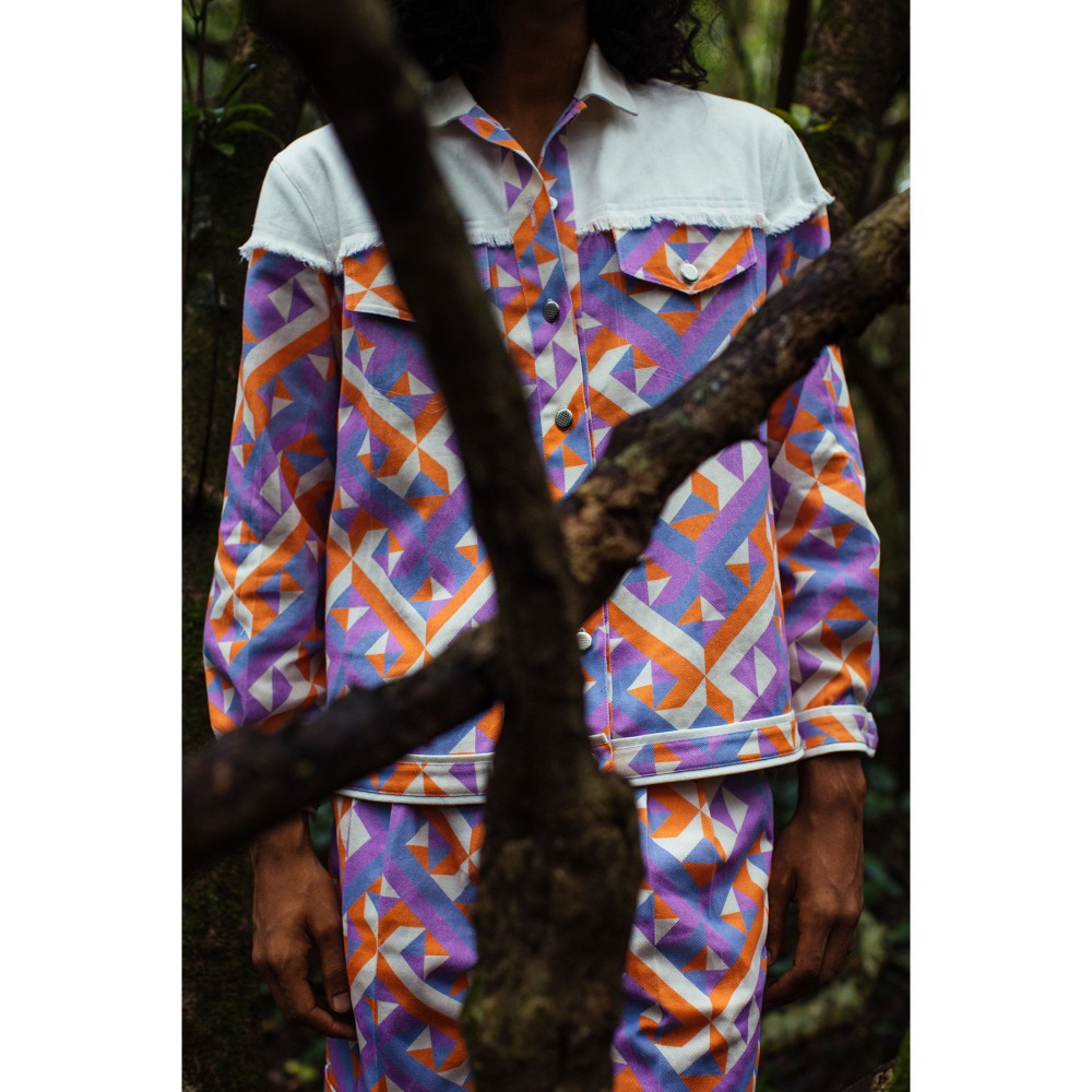 Nirmooha Purple Geometric Printed Bermudas