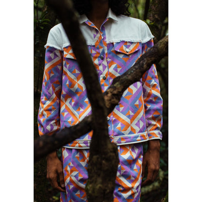 Nirmooha Purple Geometric Printed Bermudas