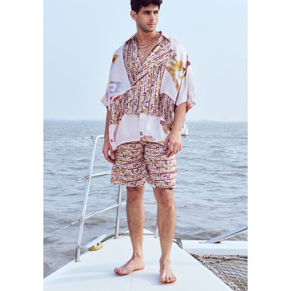 Nirmooha Peach Sequin Printed Shorts