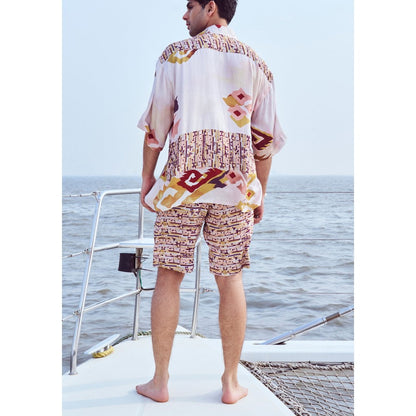 Nirmooha Peach Sequin Printed Shorts