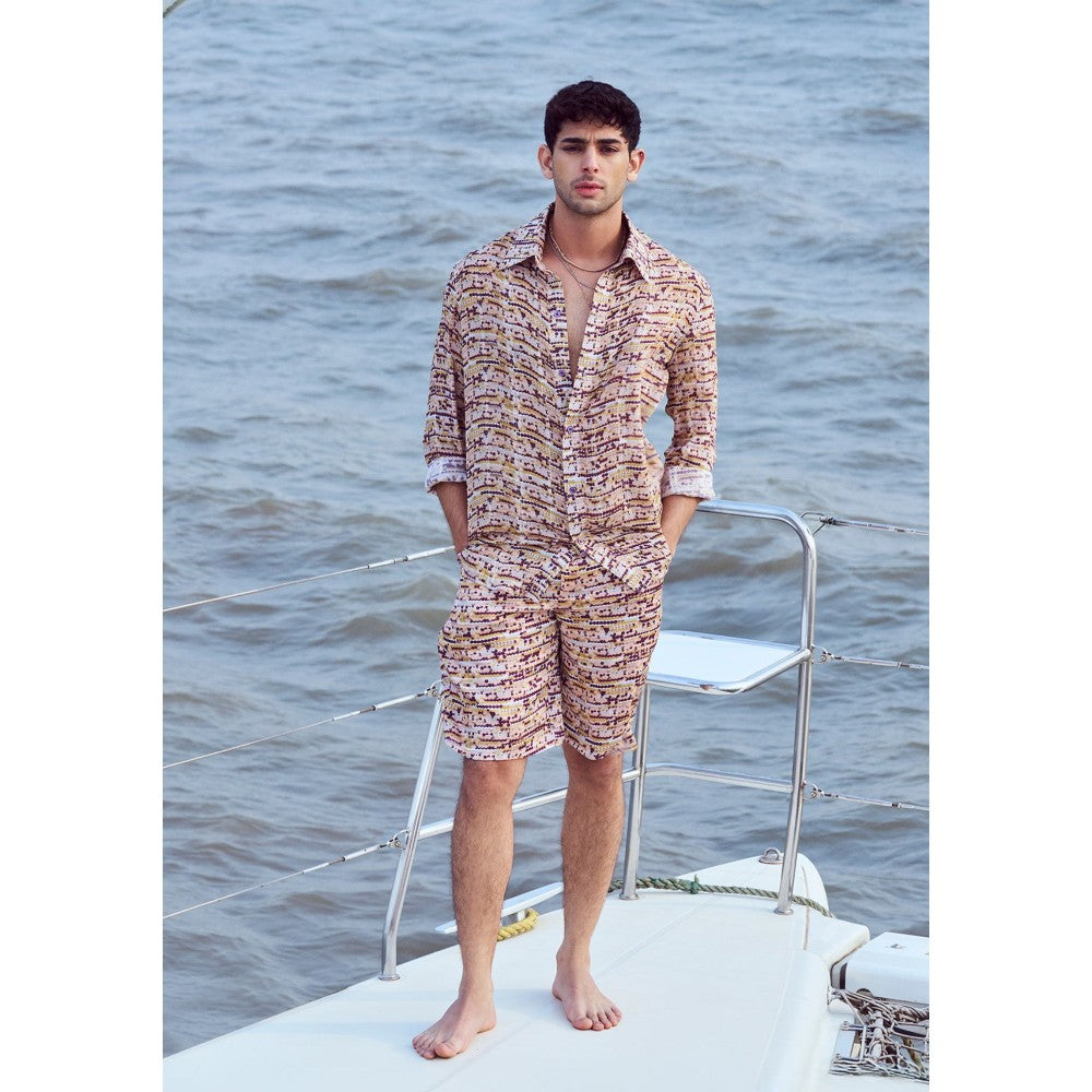 Nirmooha Peach Sequin Printed Shirt