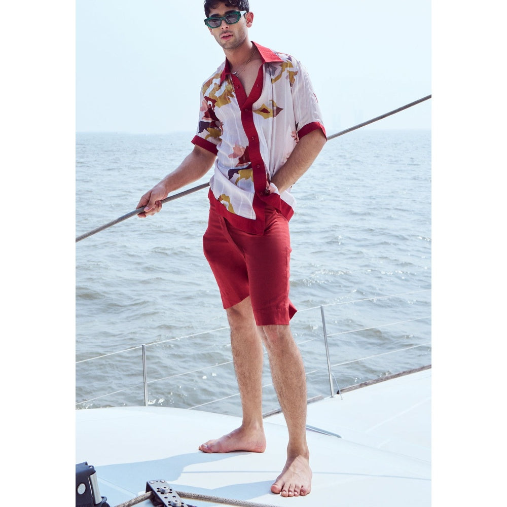 Nirmooha Rust Patola Printed Short Sleeves Shirt