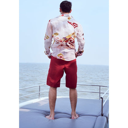 Nirmooha White Patola Printed Lurex Shirt