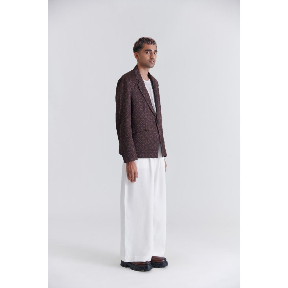 No Grey Area Kolam Brown Suiting Blazer
