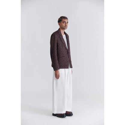 No Grey Area Kolam Brown Suiting Blazer
