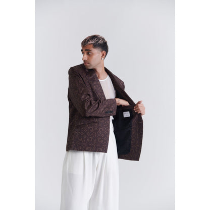 No Grey Area Kolam Brown Suiting Blazer