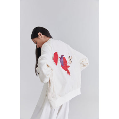 No Grey Area Heron Lily Evening Bomber Jacket