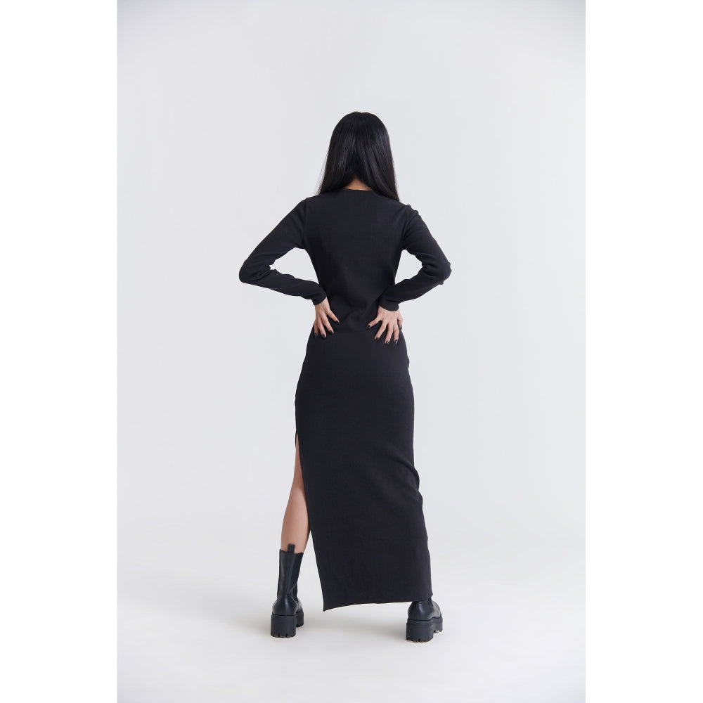 No Grey Area Black Rib Dress