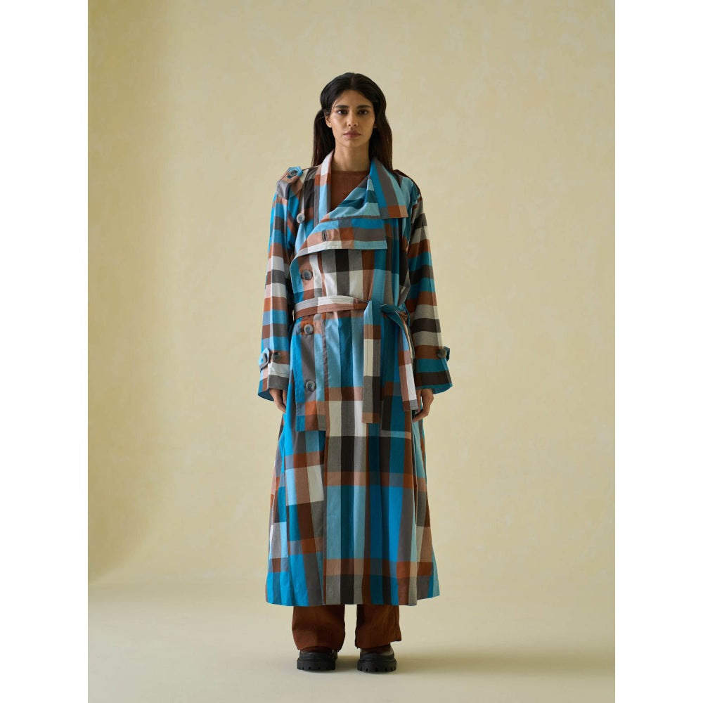 No Grey Area Multi-Color Madras Asymmetric Trench (Set of 2)