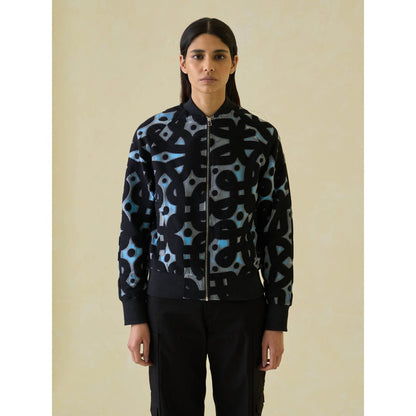 No Grey Area Kolam Jaquard Bomber Jacket