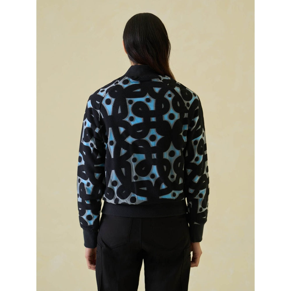 No Grey Area Kolam Jaquard Bomber Jacket