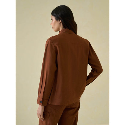 No Grey Area Brown Utilitarian Shacket