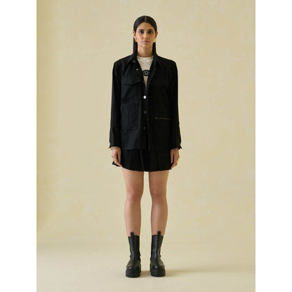 No Grey Area Suiting Military Shacket