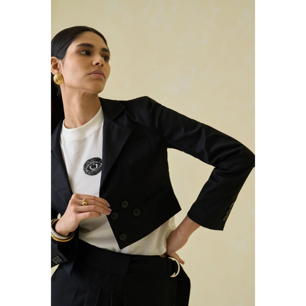 No Grey Area Twill Cropped Blazer