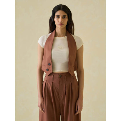 No Grey Area Brown Open Back Waistcoat