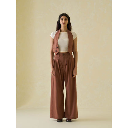 No Grey Area Brown Open Back Waistcoat