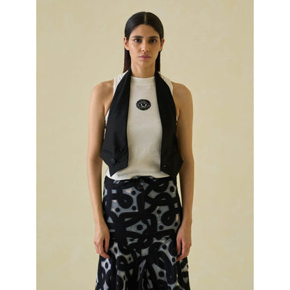 No Grey Area Black Open Back Waistcoat