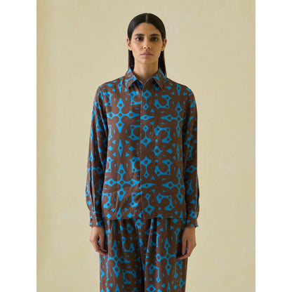 No Grey Area Brown Kolam Boxy Shirt