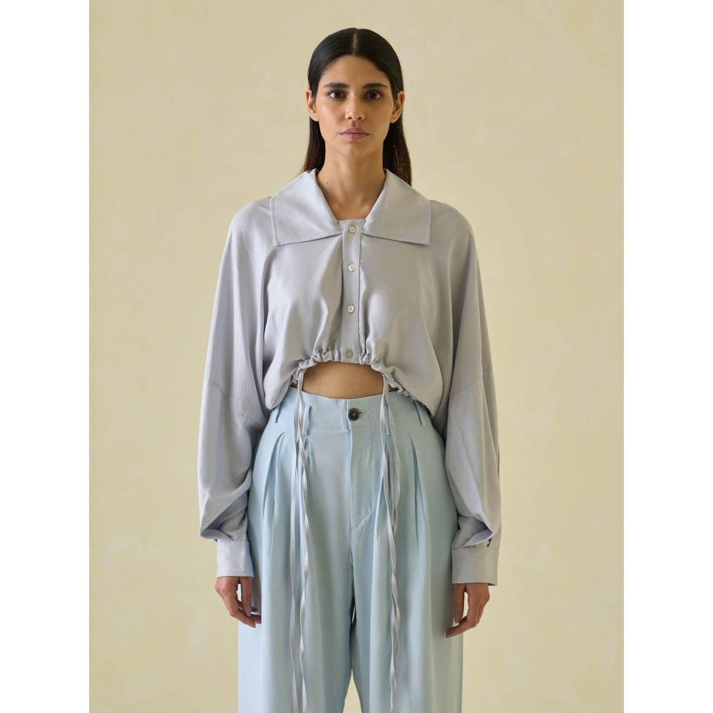 No Grey Area Grey Directional Cropped Shirt