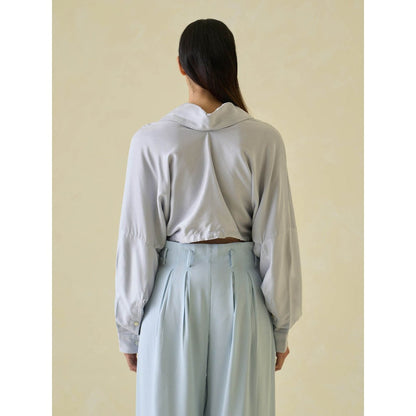 No Grey Area Grey Directional Cropped Shirt