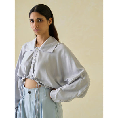 No Grey Area Grey Directional Cropped Shirt