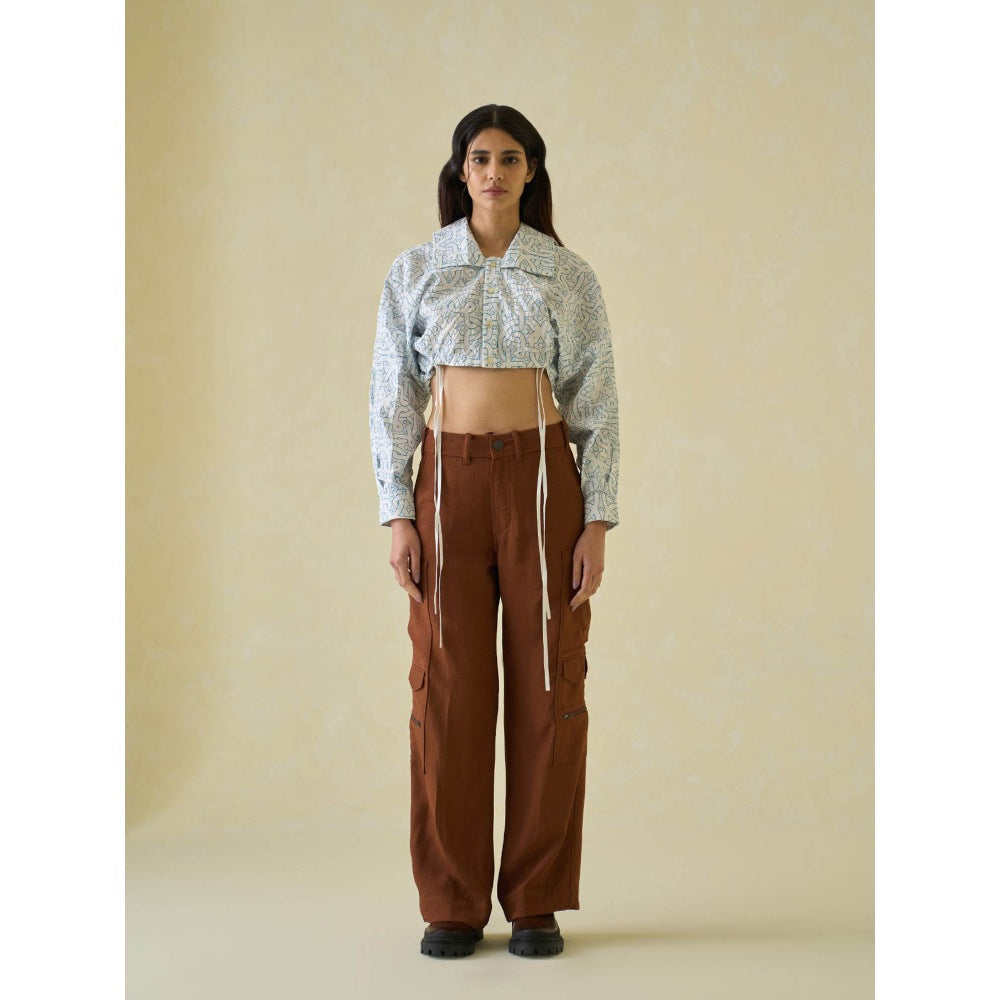 No Grey Area White Directional Cropped Shirt