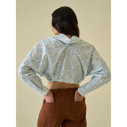 No Grey Area White Directional Cropped Shirt